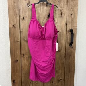 NWT AmberNoon II by Dr. Erum Ilyas Women's Swimsuit Sz 30w UPF50 Fuscia A473655